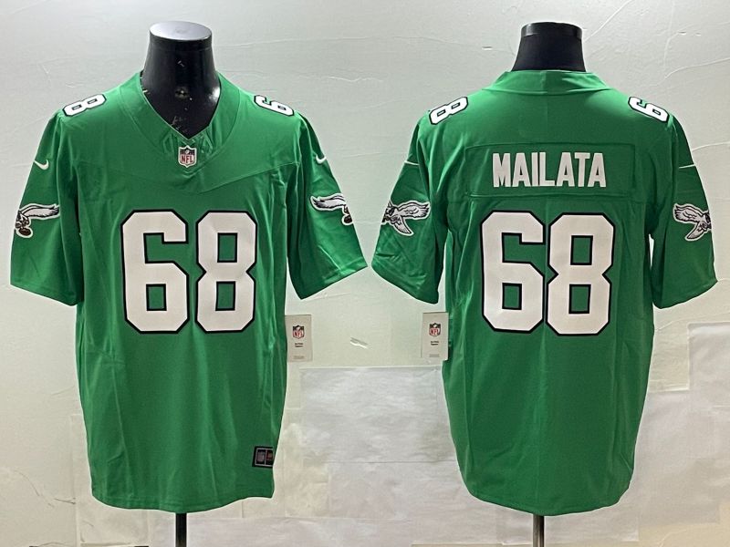 Men Philadelphia Eagles #68 Mailata Green three generations 2025 Nike Vapor Limited NFL Jersey style 1